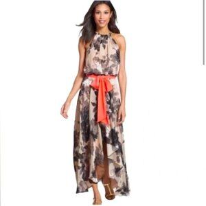 Eliza J Floral Chiffon Print Halter Maxi Dress Size 4